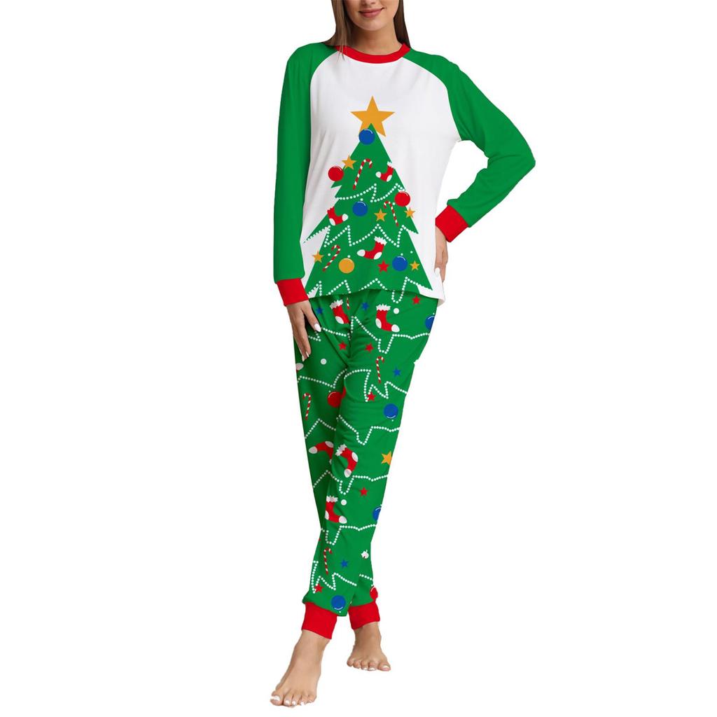 Christmas Family Matching Pajamas Set Mother And Baby Baby Cartoon Print Pajamas Home Clothes Set