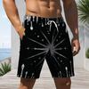 Mens Black Gold Glitter Drip Print Quick Dry Beach Shorts Plus Size Drawstring Loose Swim Trunks For Summer Surfing Swimming Vacation