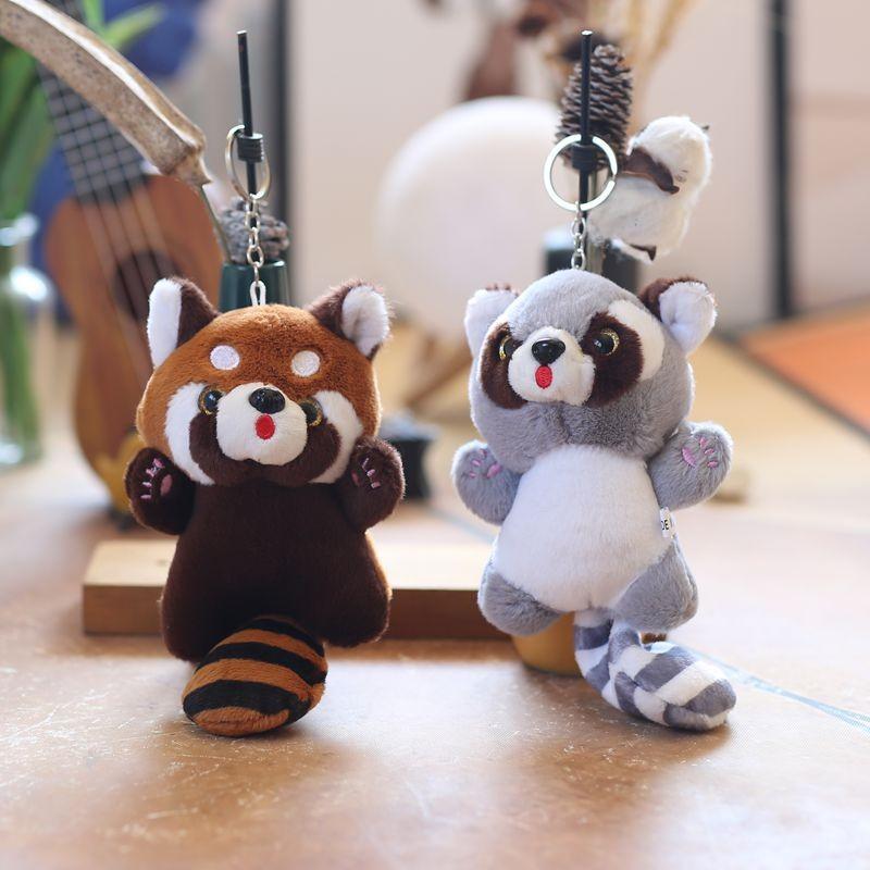 Adorable Cute Plush Raccoon Keychain Pendant Soft Stuffed Toy For Bags And Accessories