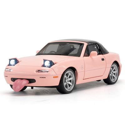 1/32 Mazda Miata MX5 Alloy Scale Car Model Diecast Miniature Car Toy Vehicle Sound and Light Collection Children's Toy Gift