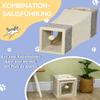 Cat Tunnel, Plush Large Play Tunnel with Two Caves and Hanging Ball, Cream White