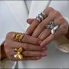 18K Gold Color Plated Smooth Butterfly Finger Ring Statement Waterproof Geometric Butterfly Ring for Women's Party Jewelry Gift