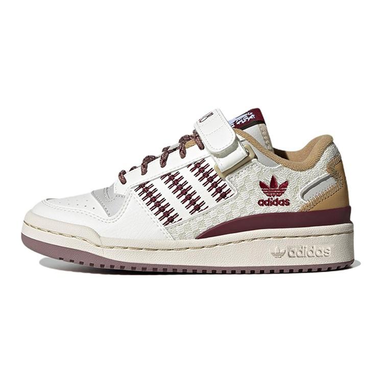 (GS) adidas Originals Forum Low Classic Shoes White Burgundy Kids IF2578 EU 35⅔