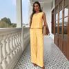 Women's Loose Fit Two Piece Outfit Sleeveless Tank Top High Waist Wide Leg Pantsuit