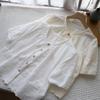 2025 Summer Korean Round Neck Tie-Up Embroidered Cutout Short Sleeve Women's Top