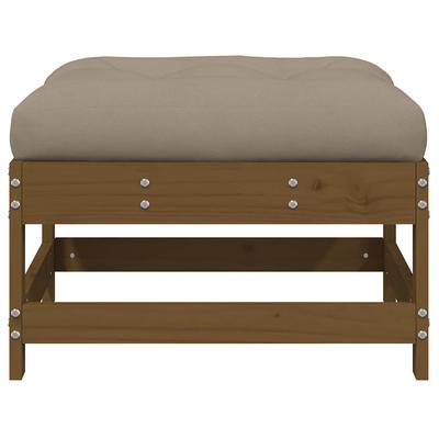 Garden Stool with Cushion Honey Brown Solid Pine Wood