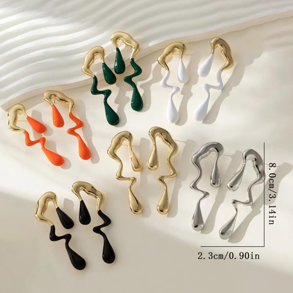 Irregular water droplets Metal stud earrings Atmospheric fashionable retro