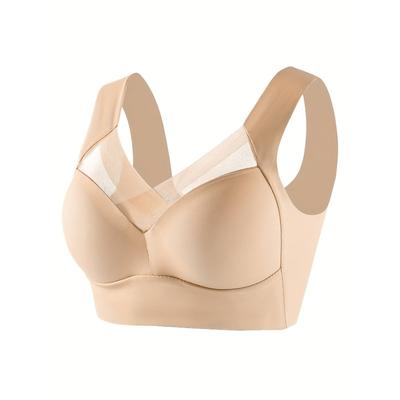 Seamless Wide Strap Bra Wireless Full Coverage Comfort Padded Daily Wear Bra for Women