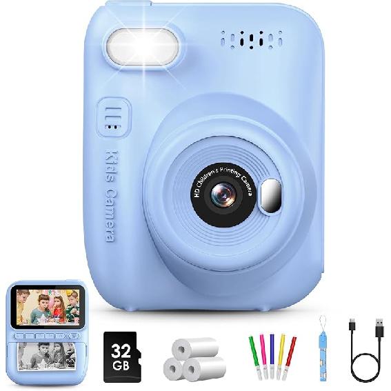 Kids Instant Print Camera, 3.0-inch HD Screen 32MP Photo Instant Digital Camera Christmas Birthday Gifts Toys for Children Girls Boys Age 3-12 - Pink