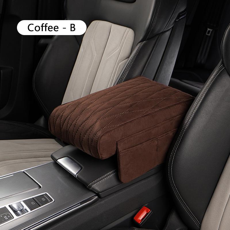 Car Armrest Cushion Suede Armrest Cup Holder Center Console Increased Elbow Support  Armrest Cushion Vehicle Arm Storager Box