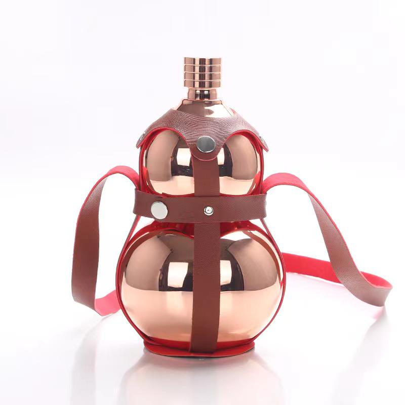 304 Stainless Steel Gourd Wine Pot with 2 Cups and Water Kettle, Available in 0.5 Jin, 1 Jin, 2 Jin, 3 Jin, and 5 Jin Sizes