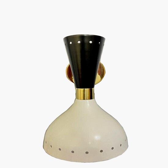 Mid Century italiensk messing Diabolo Stilnovo innfelt vegglampe lysarmatur