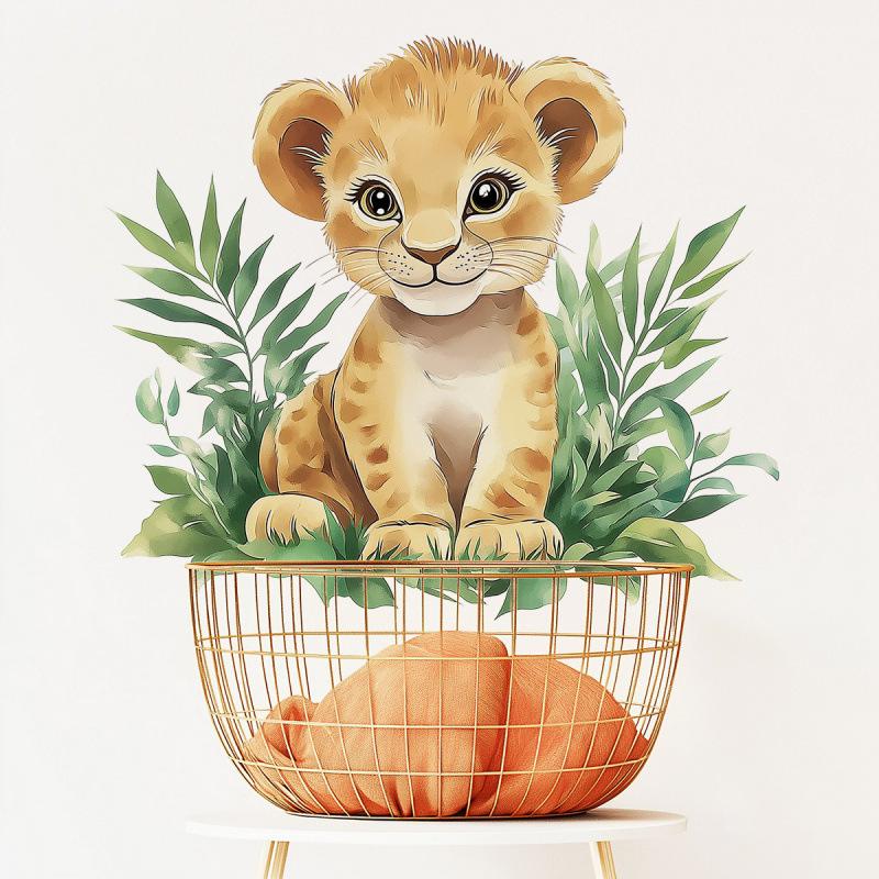 1Pc Cartoon Painted Tiger Children'S Bedroom Pvc Living Room Home Decoration Wall Stickers Self-Adhesive Pvc