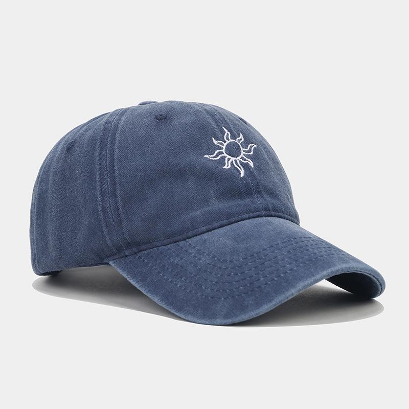 Neue gewaschene Retro-Mode Sonnenstickerei Baseballkappe Damen Outdoor vielseitiger Sonnenhut Herren Freizeitkappe