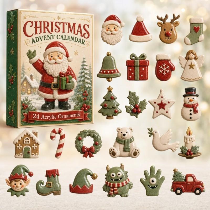 2026 Christmas Advent Calendar Blind Box Figures Holiday Decor Collectible Ornament Set