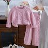 Girls Autumn Knitting Sweater Sets Pullover Girls Clothing Sets Winter Korean Sweater Pants Children Knitted Wool Trouser Suits