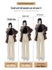 2026 Women's High Waist Velvet Wool Wide-Leg Pants - Floor Length, Slim Fit, Casual Spring Style