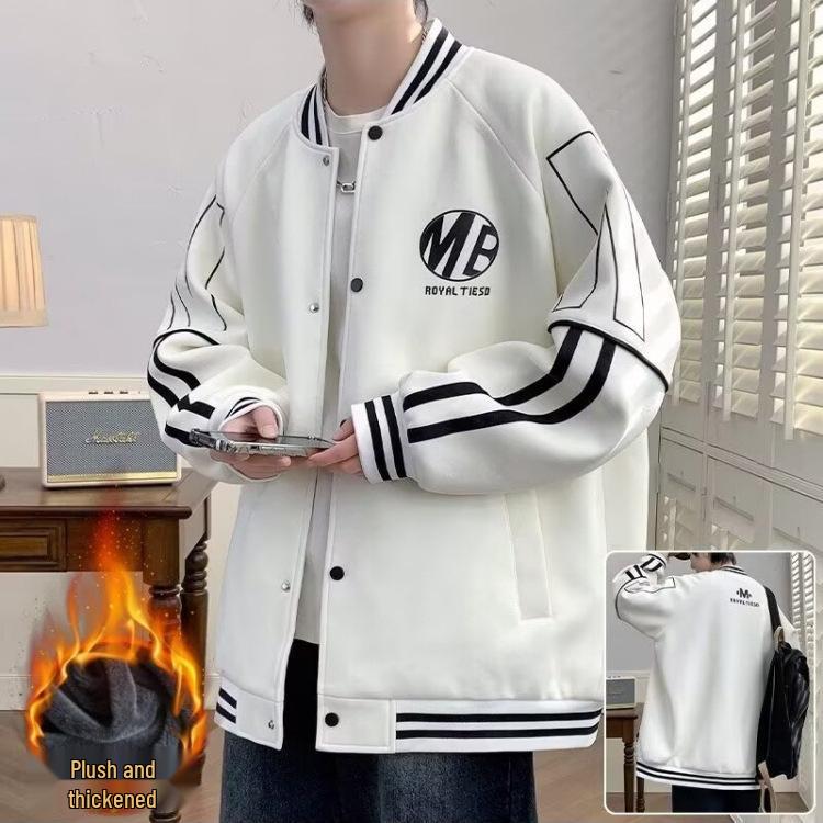 Retro Velvet Plus-Size 8XL Winter Baseball Jacket for Men