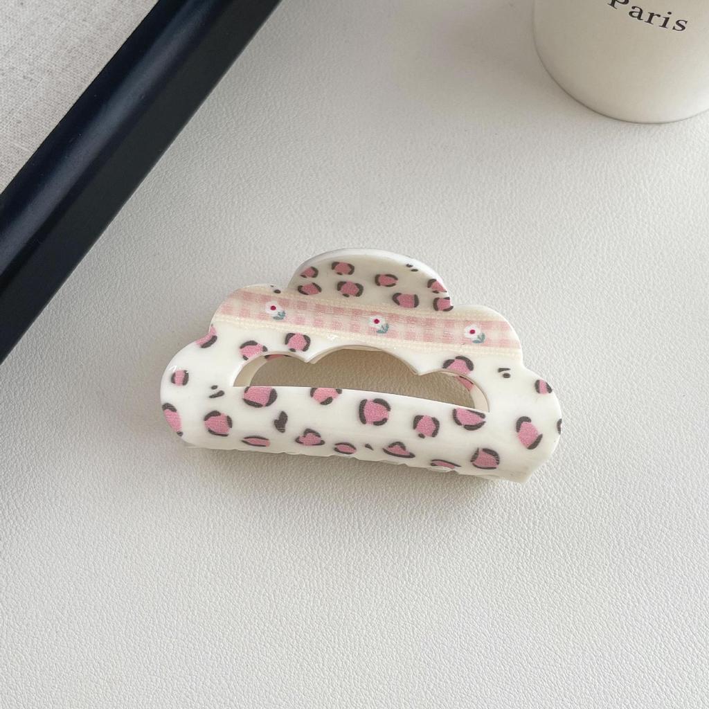 Floral Plaid Bow Claw Clip - Acrylic Hair Accessory for Updo Hairstyles