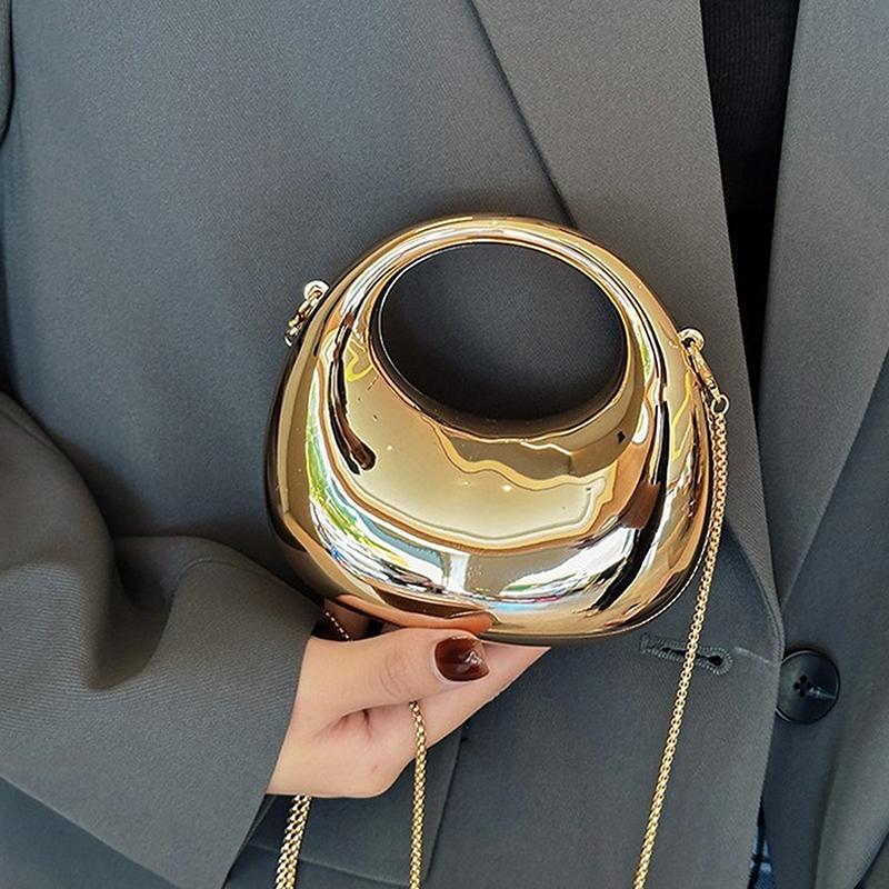 Damekjede Crossbody-veske Liten veske Akryl Metallisk glans Halvmåne Fest Bankett Dameveske Luksushåndveske