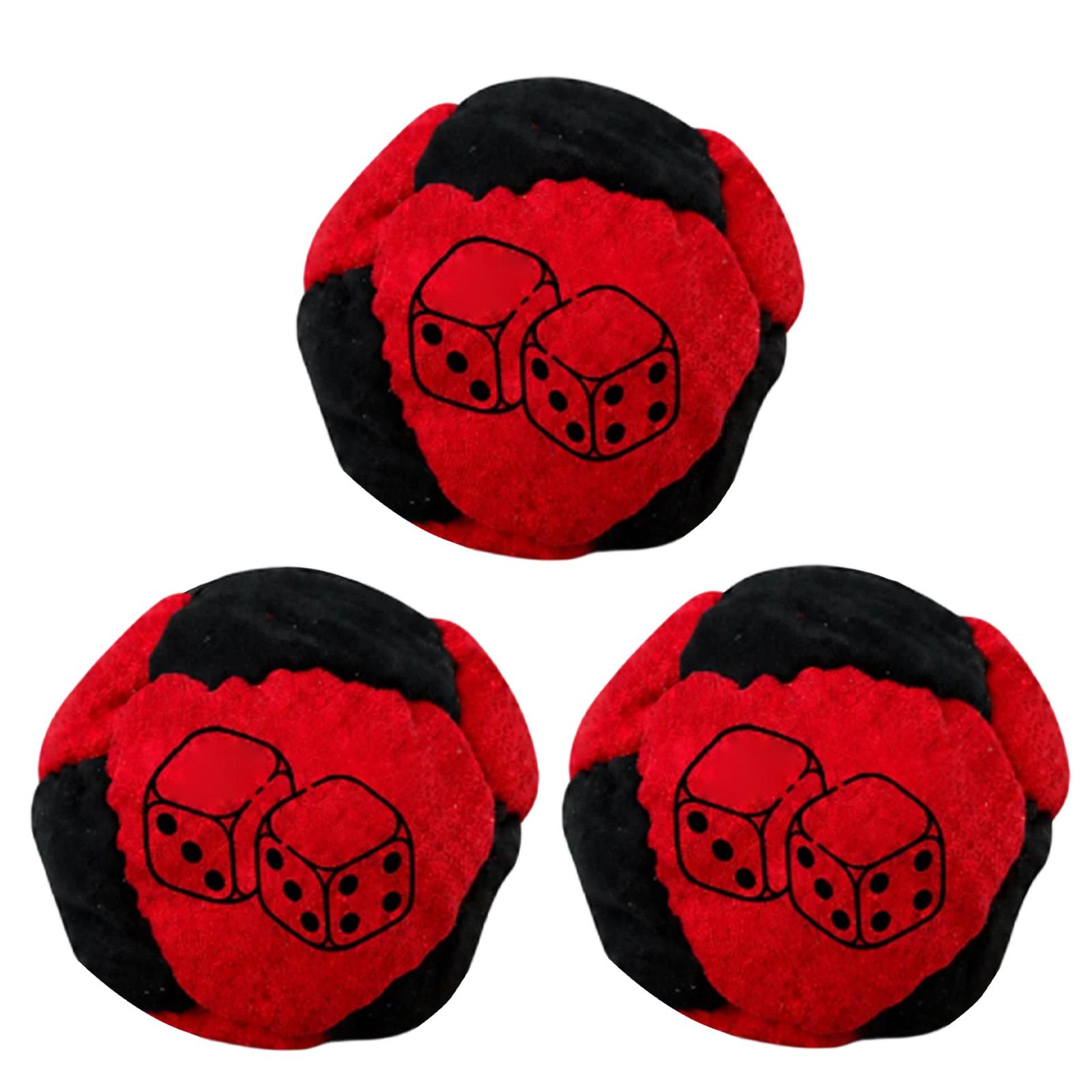 

3pc Set Plush Bean Bag Toss Balls Soft Fabric Dice Pattern Tossing Bags for Indoor Outdoor Games and Activities One Size