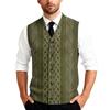 Men's V-Neck Sleeveless Knit Cardigan Vest