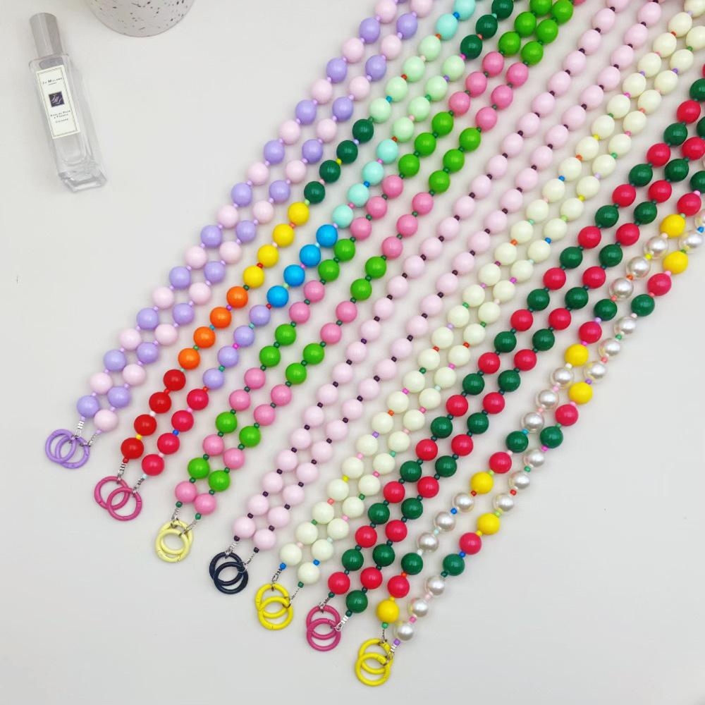INS Colored Candy Acrylic Beads Fashion Anti-lost Hand Carry Diagonal Span Mobile Phone Chain