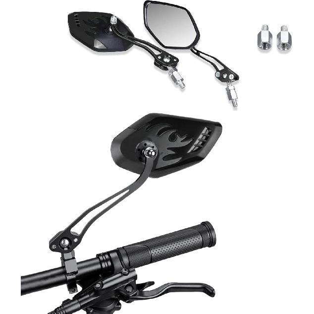 ASUBHA 2PCS Motorcycle Mirrors, Motorcycle Mirrors for Handlebar, Convex Handlebar Rear View Side Mirror with M8 M10 Bolt, Wide Angle Rear View чёрный