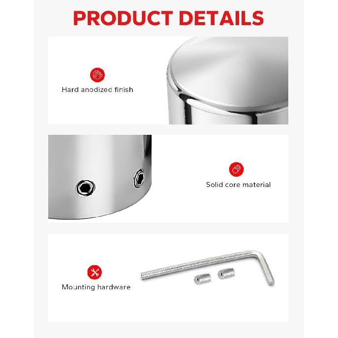 Chrome Front Axle Nut Cover Axle Caps Compatible for Touring Softail Chrome 02