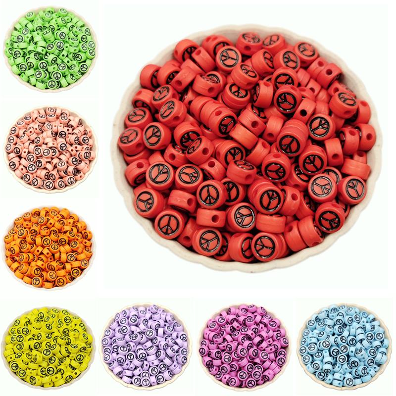 60Pcs 4*7mm Peace Shape Loose Beads DIY For Jewelry Making Necklace Bracelet Wholesale Pendant