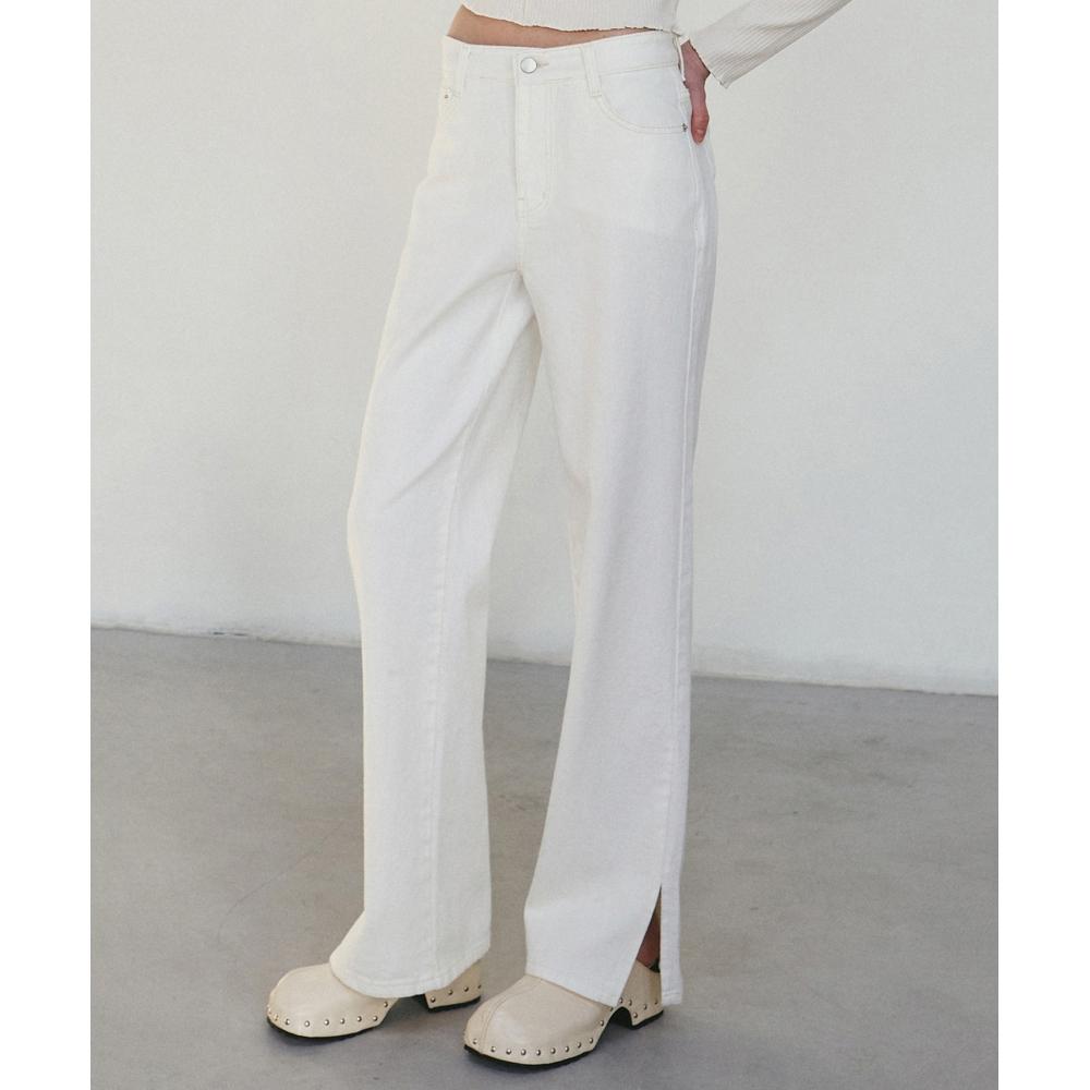 

ХЛОПКОВЫЕ БРЮКИ С РАЗРЕЗАМИ NICKNICOLE ESSENTIAL БЕЛЫЕ