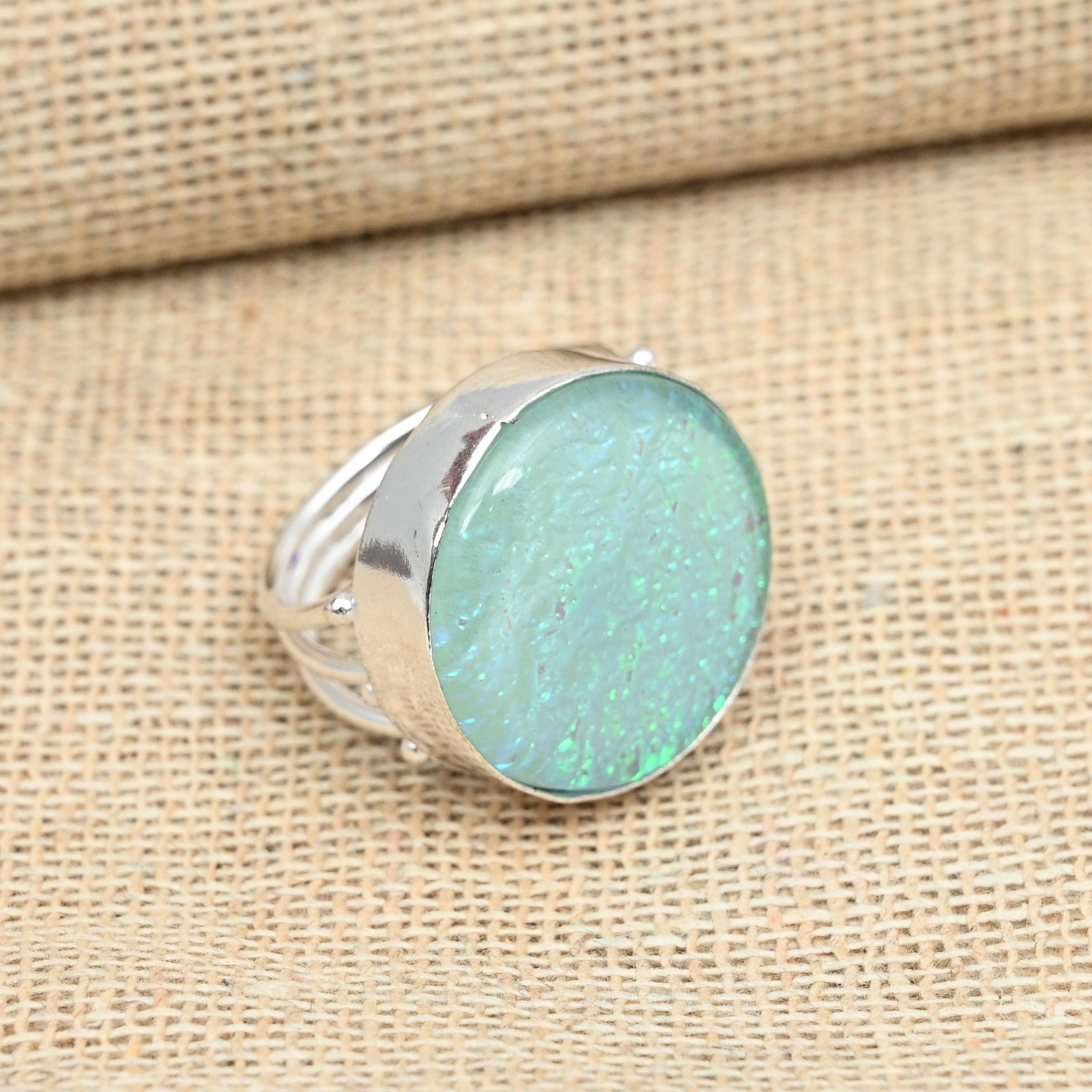 

Фантастический синий тройной опаловый драгоценный камень 925 твердое серебро ручной работы кольцо ювелирные изделия всех размеров 10 синий