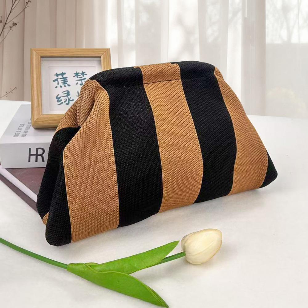 Portable Spring Closure Open Top Colorful Striped Cosmetic Bag Large Capacity Multi-purpose Makeup Pouch Toiletry Bag Gifts