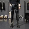 Autumn Spring Mens Skinny Biker Leather Pants Fashion Faux Leather Motorcycle Trousers for Male Trouser Stage Club Wear