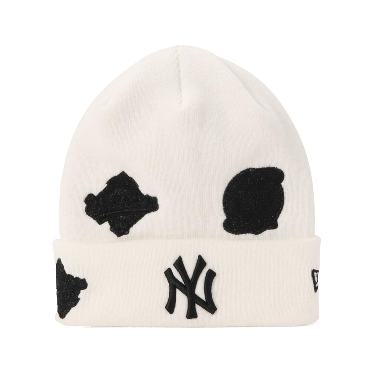 

New Era MLB ONSPOTZ Exclusive Cuff Knit NY FREE Basic Cuff Knit MLB Allover New York Yankees Hat, White,