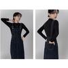 Autumn Vintage Dark Blue Denim Strap Dress For Women Loose Spring Dresses