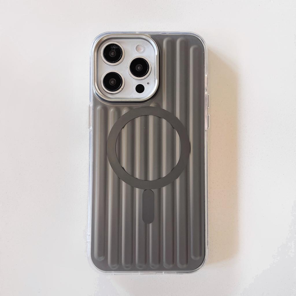Business 3D Corrugated Stripe Stylish Luggage Phone Case for IPhone 17 16 15 14 Pro Max for Magsafe Magnetic Shockproof Cover
