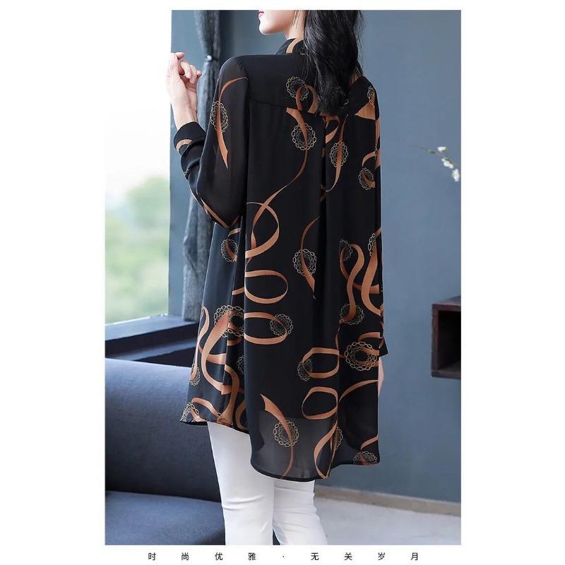 Summer Chiffon Mid-sleeve Top New Style Fashionable Women's Shirt Thin Section