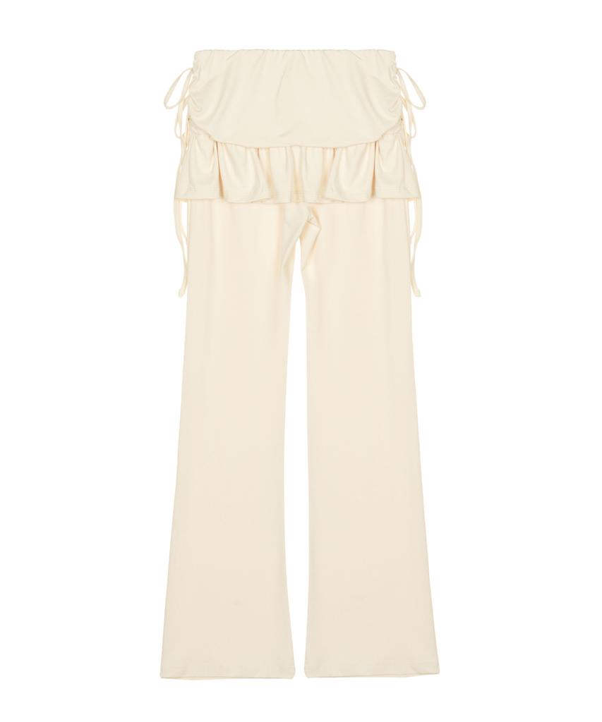 Nigaennikol Layered Ruffle Skirt Pants_Cream