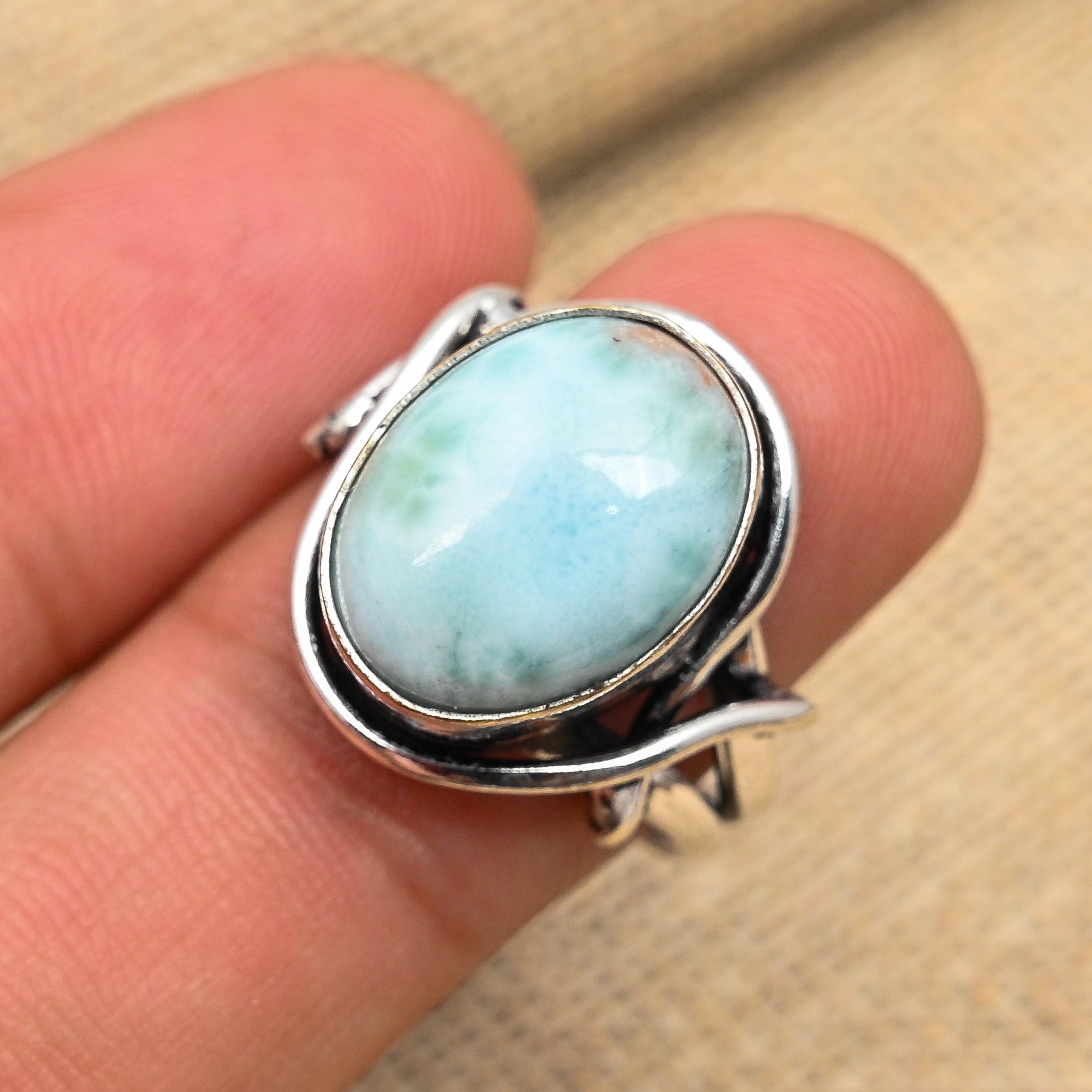 Ensemble De Bijoux En Argent 925 Et Larimar - Fait Main - Collier, Bague, Boucles, Bracelet