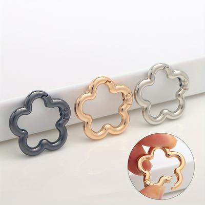 5pcs Flower Keychains Metal Spring Keyring Chain Buckle for Cs, DIY Bag, Craft Making, Purse and Handbag