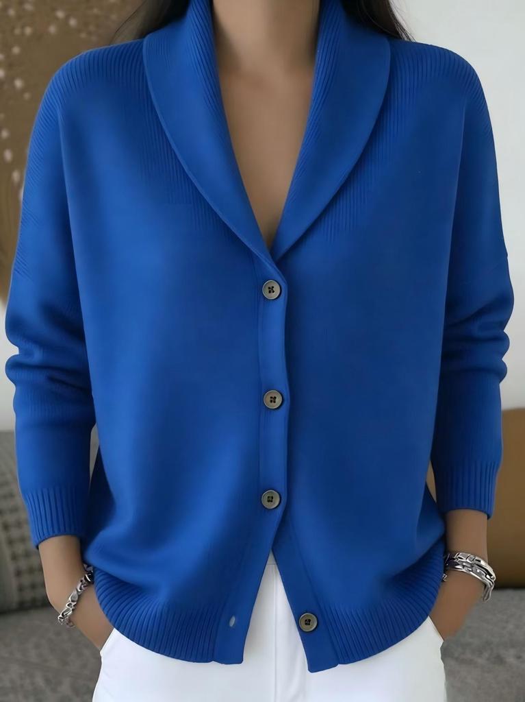 European & American Button Knit Lapel Sweater Cardigan - Autumn/Winter New Style, Solid Color (In Stock).