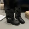 Vintage Pleated Pile Boots Pants Tube Boots Women's Autumn and Winter New Spice Girl Knight Boots Mid-tube Western Cowboy Boots