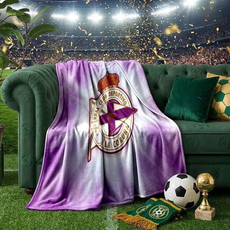 Deportivo A Coruna Crest Throws Blanket Flannel Blankets Plush for Couch Bed Gifts for Men Women Travel picnic blanket Christmas fan gifts