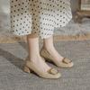 Super Soft Single Shoes Thick Heel New Summer Fairy Wind Ladyshoes Light Mouth Versatile Middle Heel Mother Shoes Large Size Women's Work Shoes