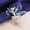 Scarf Pendant Dancing Girl Lapel Pins Coat Corsage Angel Wings Brooch Women Crystal Brooches