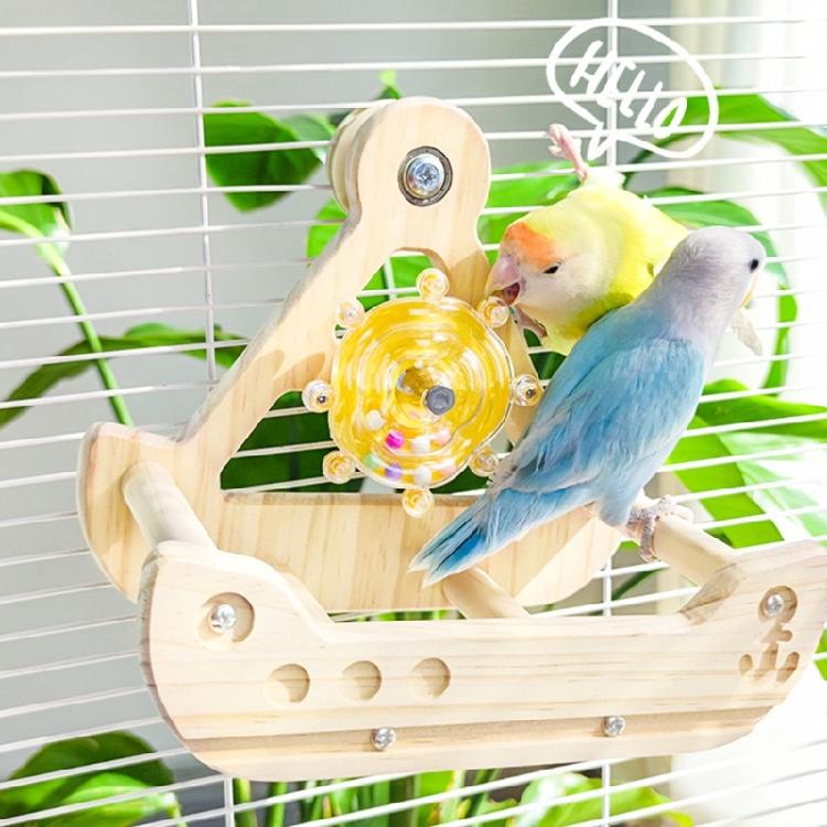 Rocking Parrot Playgrounds Stand Perch Toy with 4 Chewable Perches Encouraging Balance Exercise For Small to Large Bird