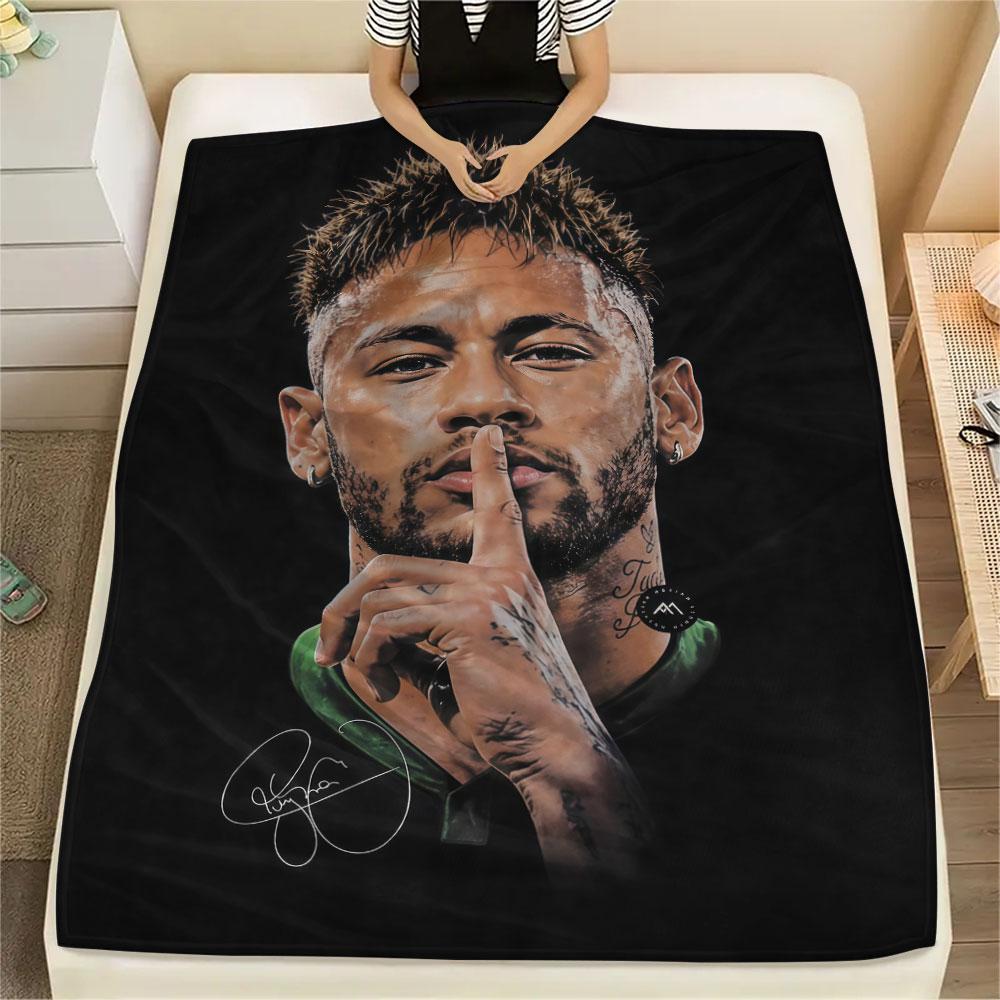 1PC Neymar Patterned Flannel Blanket Suitable For All Seasons for Home Decor Warmth and Comfort Gifts Holiday Present
