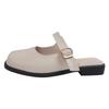 2024 Square Head Korean Version Belt Buckle Empty Single Shoes Sandals Spring New Lazy Slippers Fashion Bag Head Half Slippers