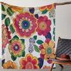 1Pc Custom Name Text Floral Pattern Flannel Blanket Suitable for Living Room Bedroom Dorm Decor Home Office Lounge Perfect Gift